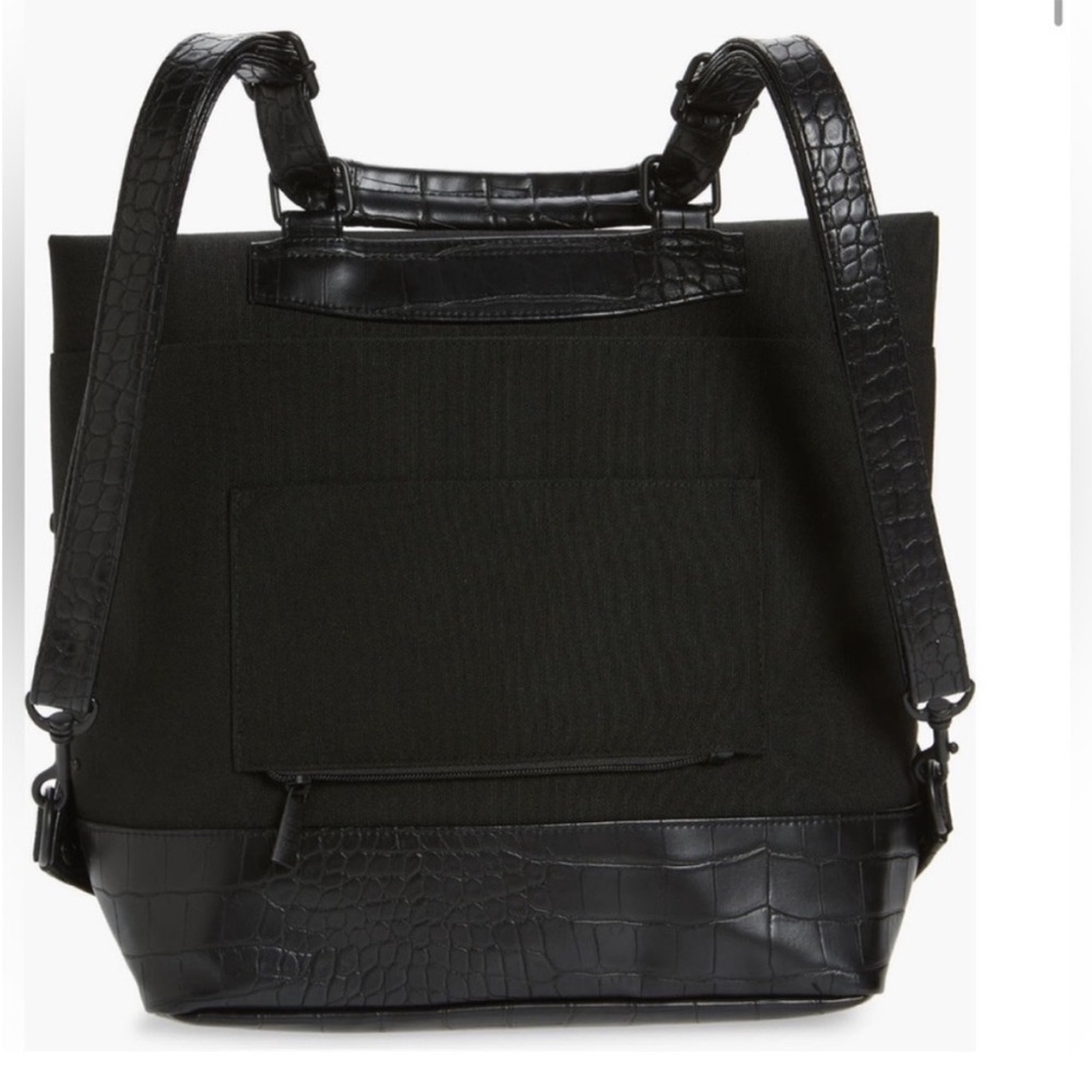 BEIS Convertible Black Backpack with Croc-Embossed Detail - Picture 6 of 9